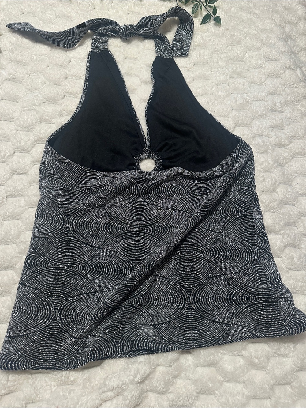 Ricki's Black and White Halter Tank with Ring Detail - Picture 3 of 3